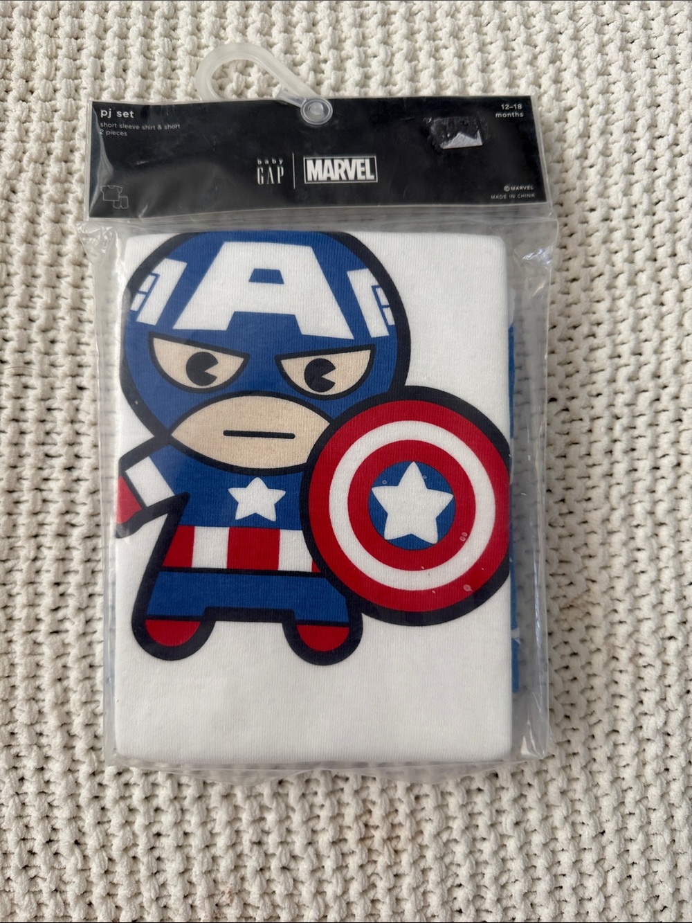 Baby Gap Marvel Captain America Pajama Set Shorts Short Sleeve 12-18M NWT